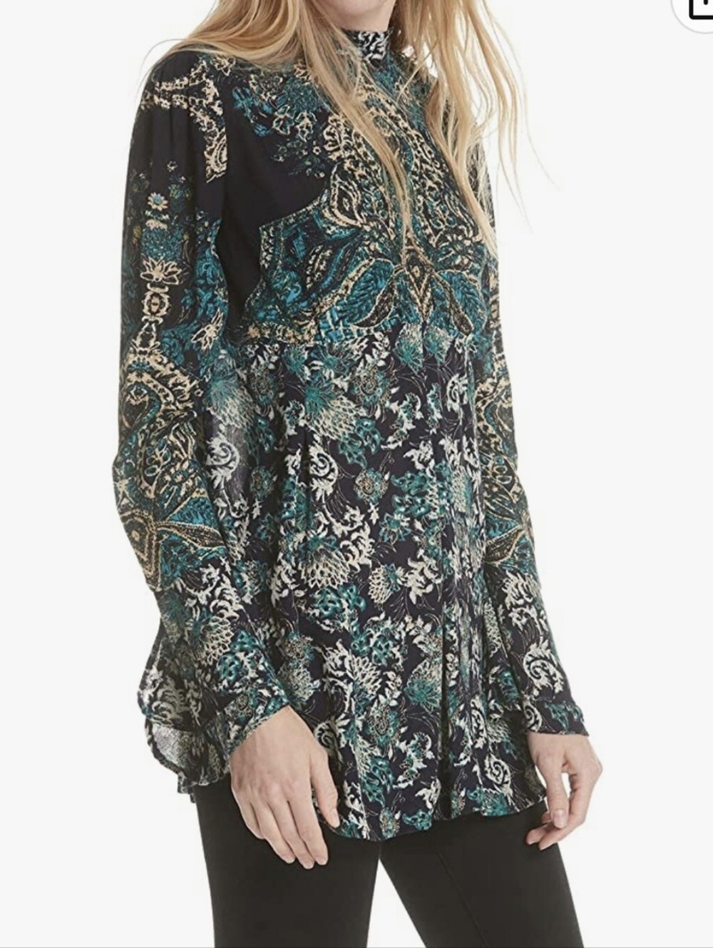 Free People Lady Luck Tunic Dress Blue